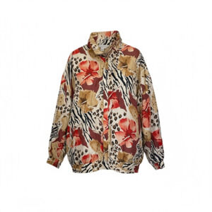August Max Woman Floral Silk Blend Bomber Jacket 2XL Grannycore